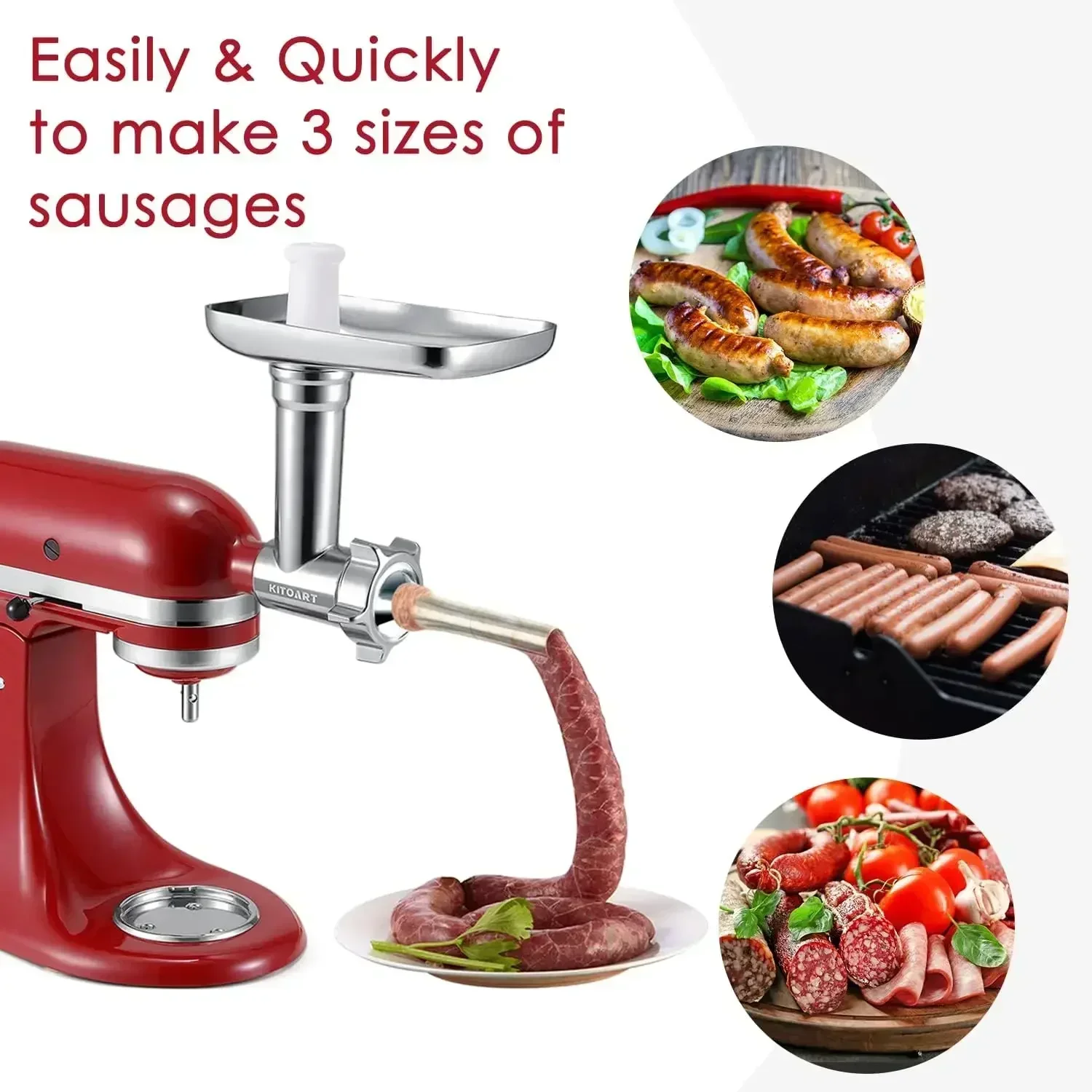 Stainless Steel Meat Grinder Attachments for KitchenAid Mixers, Meat Grinder, Sausage Stuffer, Perfect Grinder Attachment for