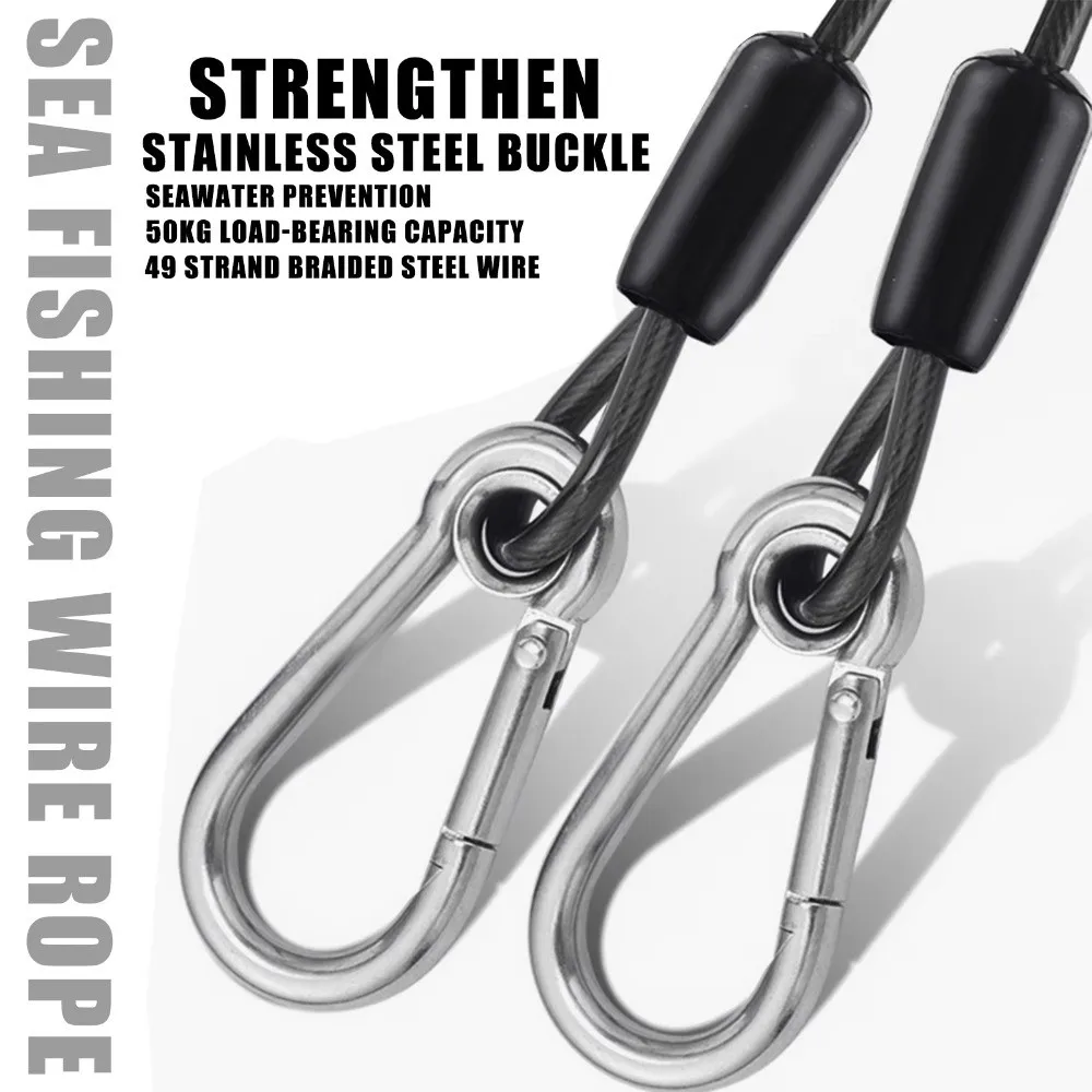 1.5-3 Meters Fishing Lanyard Heavy-Duty Elastic Gear Tether Stainless Steel Telescopic Telescopic Lanyard Professional Use