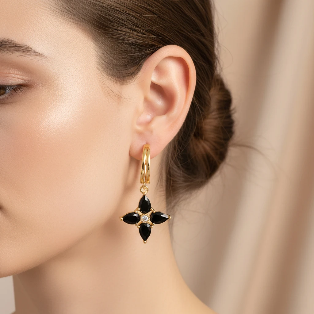 

Brass Sparkling Zircon Hoop Earrings for Women Geometric Cartilage Piercing Earring Fashion Jewelry