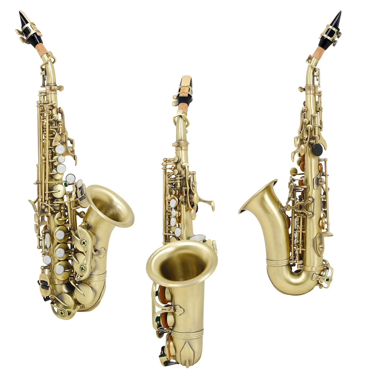 SLADE Student Soprano Saxophone Bb Flat Beginner Saxe Complete Set with Case Mouthpiece Strap Reed Various Colours Available