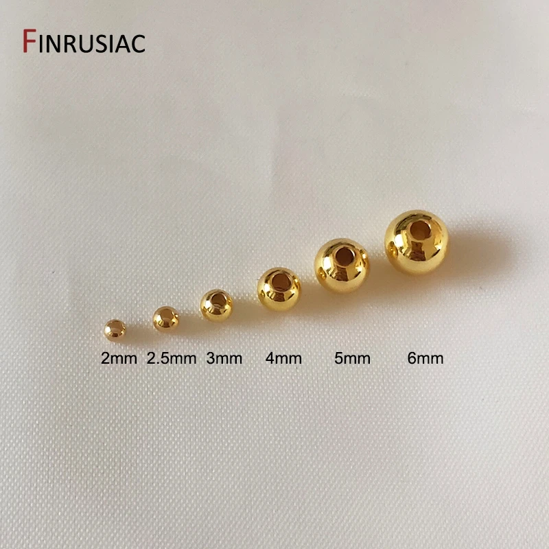 14/18K vergoldete runde Abstandsperlen aus Messing und Metall zur Schmuckherstellung, 2–6 mm Trenner für Perlen, Zubehör für Schmuck. – Detail 21