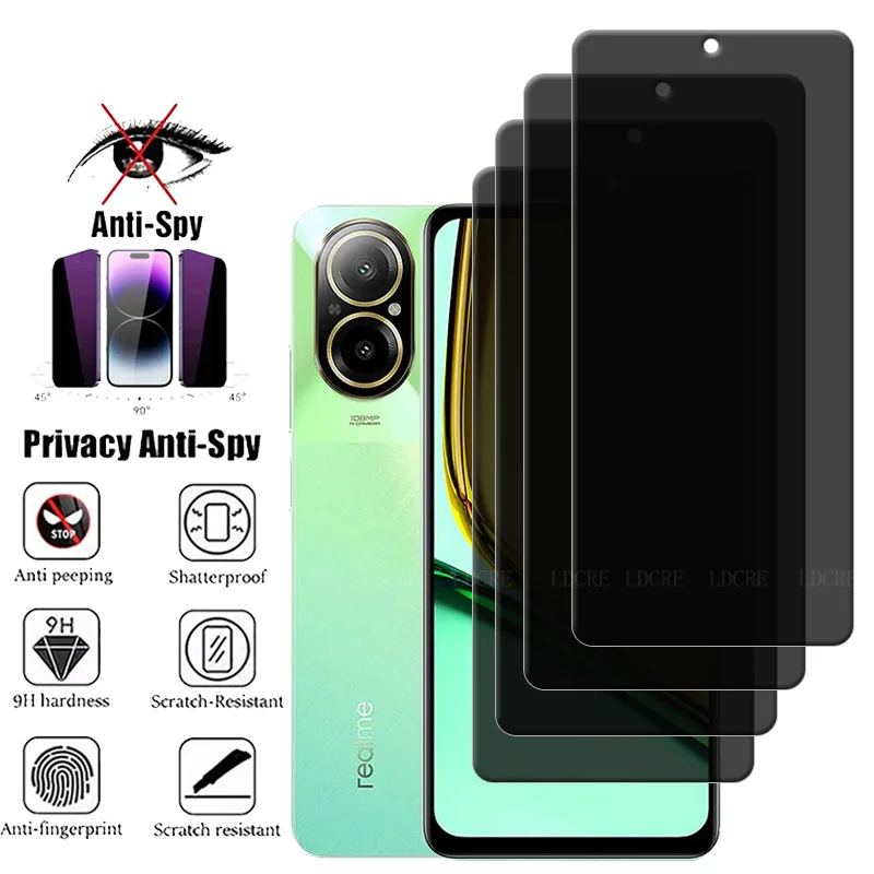 

4Pcs For Realme C67 4G Glass OPPO Realme C67 4G Screen Protector Phone Protective Privacy Anti-Spy Tempered Glass Realme C67 4G