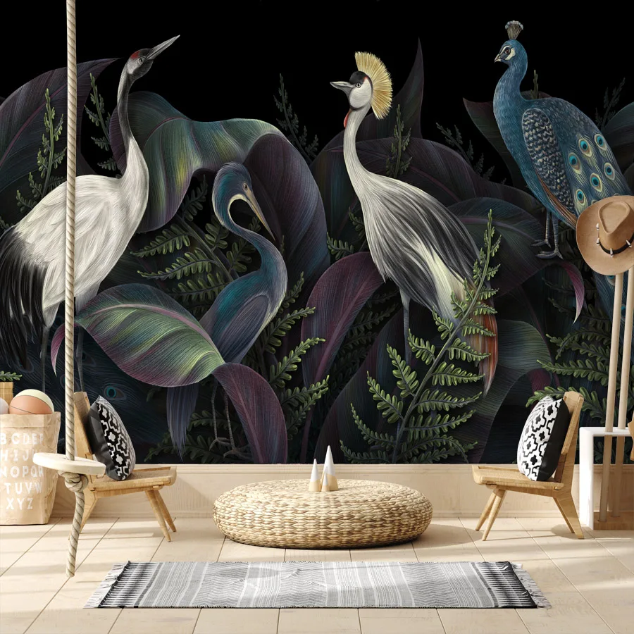 

Custom Peel and Stick Removable Accept Peacock Animal Wallpapers for Living Room Wall Papers Home Decor TV Sofa Murals Printing