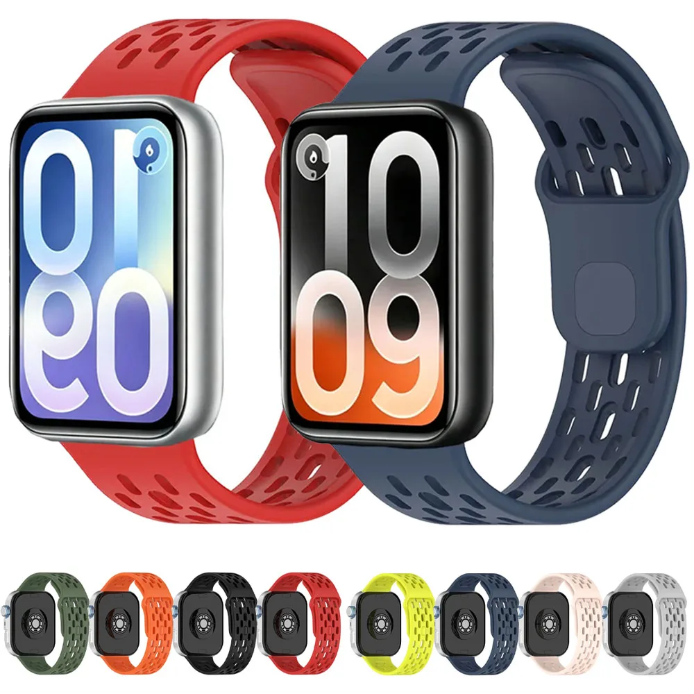 Atmungsaktives Silikonarmband für Xiaomi Mi Band 10/9/8 Pro Komfortables Armband für Redmi Watch 6-5-4 Zubehör Correa