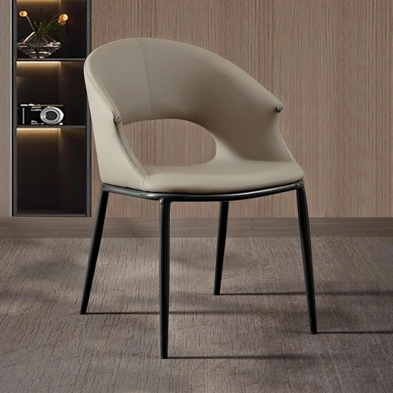 Designer Dining Chair Italian Luxury Metal Legs Upholstered Seat Backrest Home Use