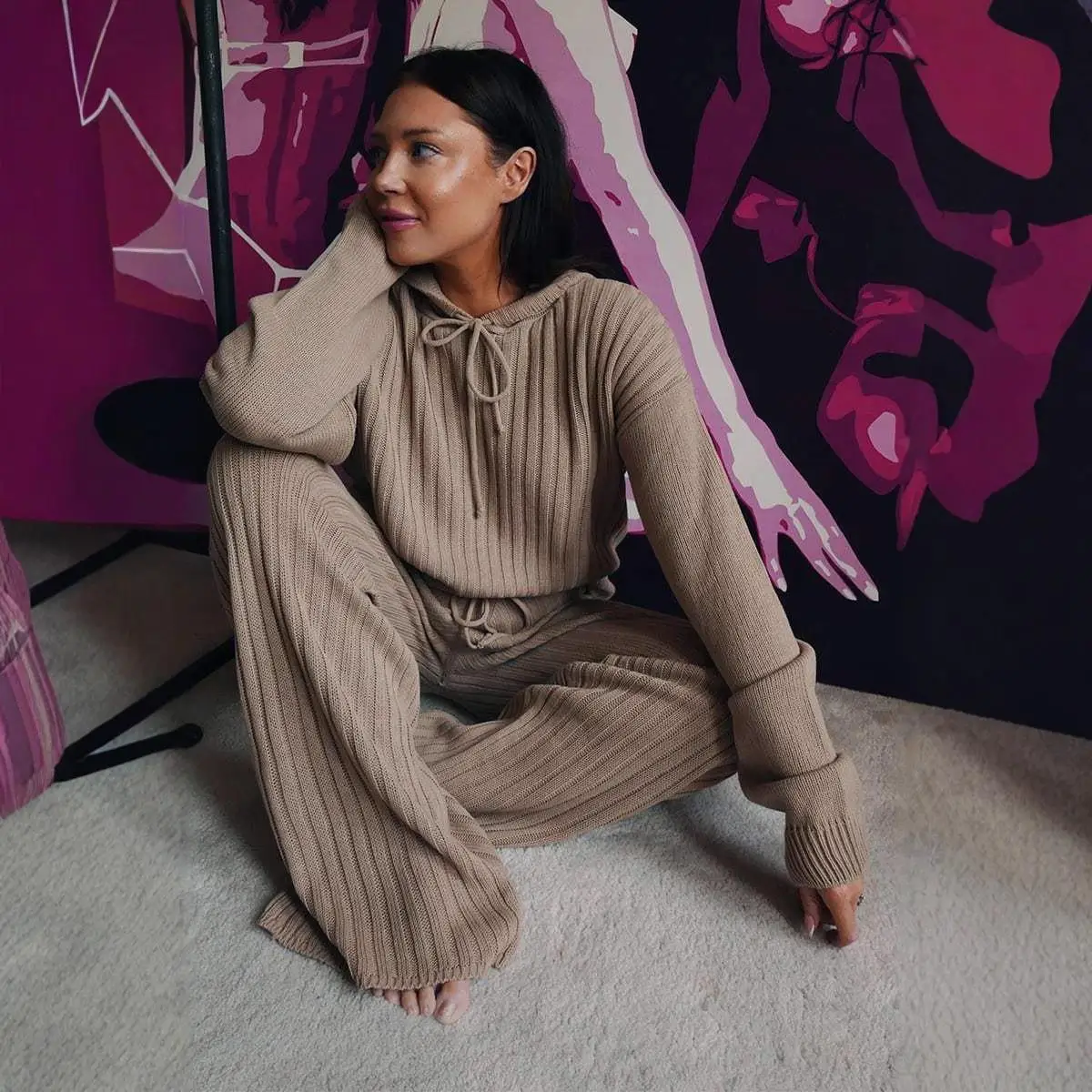 

Faionable повседневный цветной свитер с капюшоном для женщин, 2026, трансграничный бестселлер, Новое поступление, удобный длинный свек