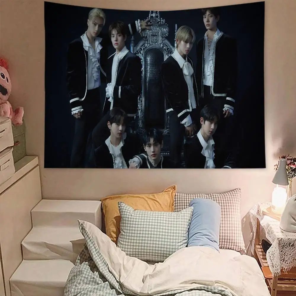 Korea Boy Band E-ENHYPENES DIY Wall Tapestry Hippie Flower Wall Carpets Dorm Decor Wall Art Decor
