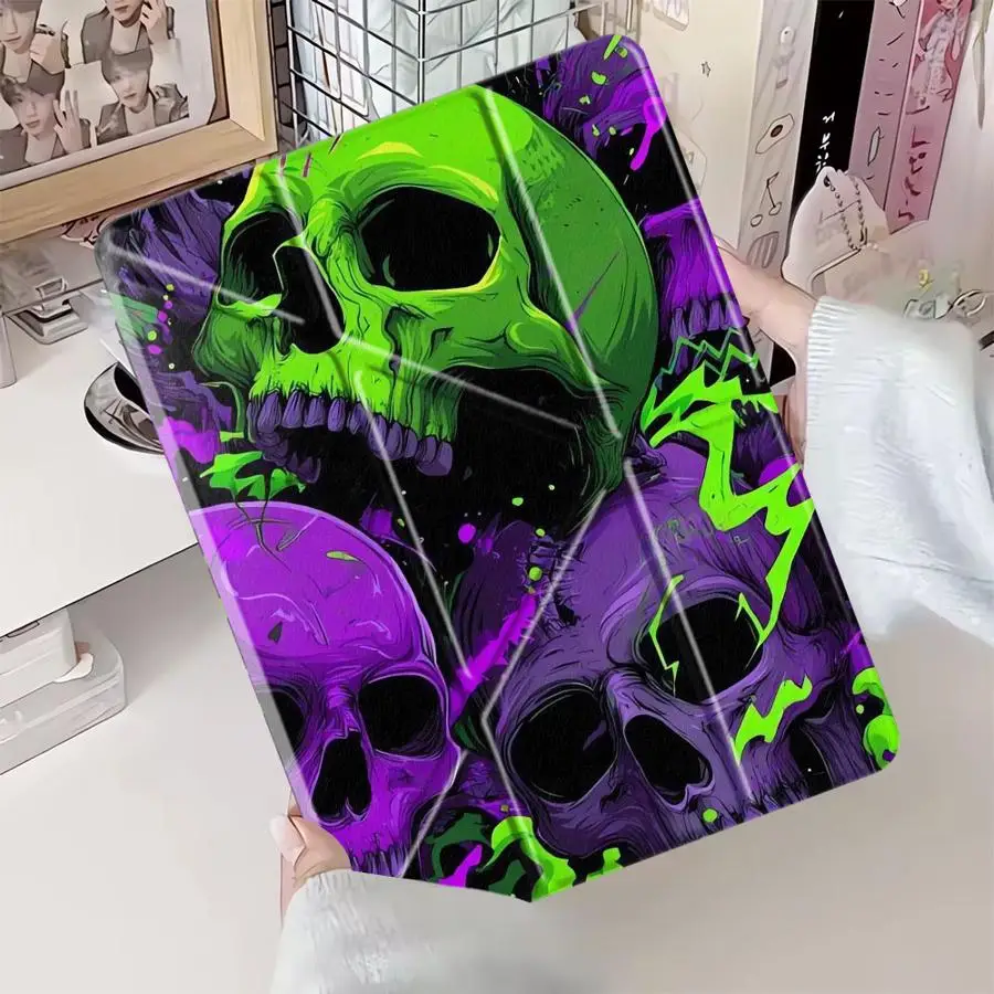 Colorful Skull Holder Cover Tablet Case For iPad Pro 11th 10th 9th 8th 7th 12.9inch Pro 2025 Air 4 5 M3 M2 M4 11inch Mini 6 7