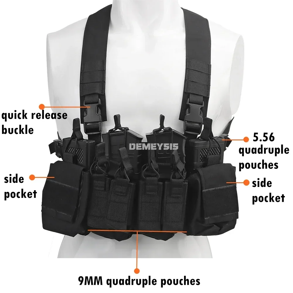 Tactical Chest Rig Vest Detachable Paintball Combat Vests Gear Shooting Hunting Carrier Vest Equipment Pack Pouch