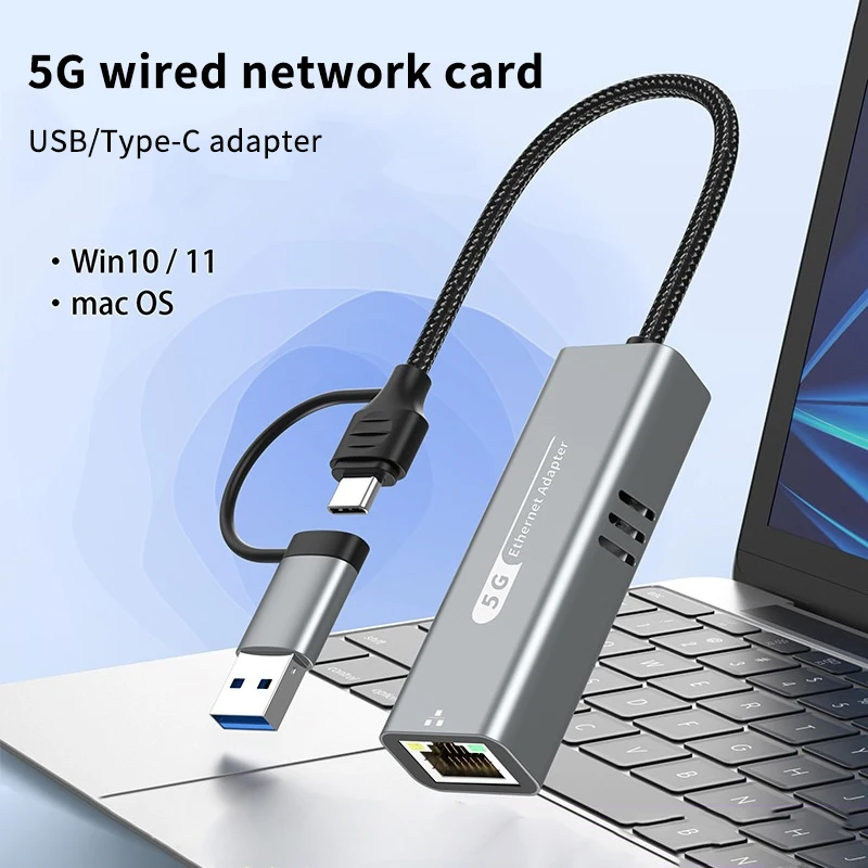 5Gbps USB To Ethernet Adapter For Laptop Computer RTL8157 Chipset 5000Mbps USB3.2 To RJ45 Network Converter 5G 2.5G 1G 100Mbps