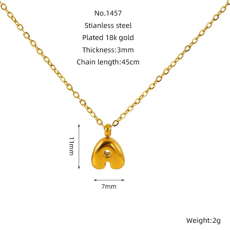 New Mini Bubble Gold Color Stainless Steel 26 English Letter Initials Pendant Necklace for Women Jewelry Bulk Sale image 2