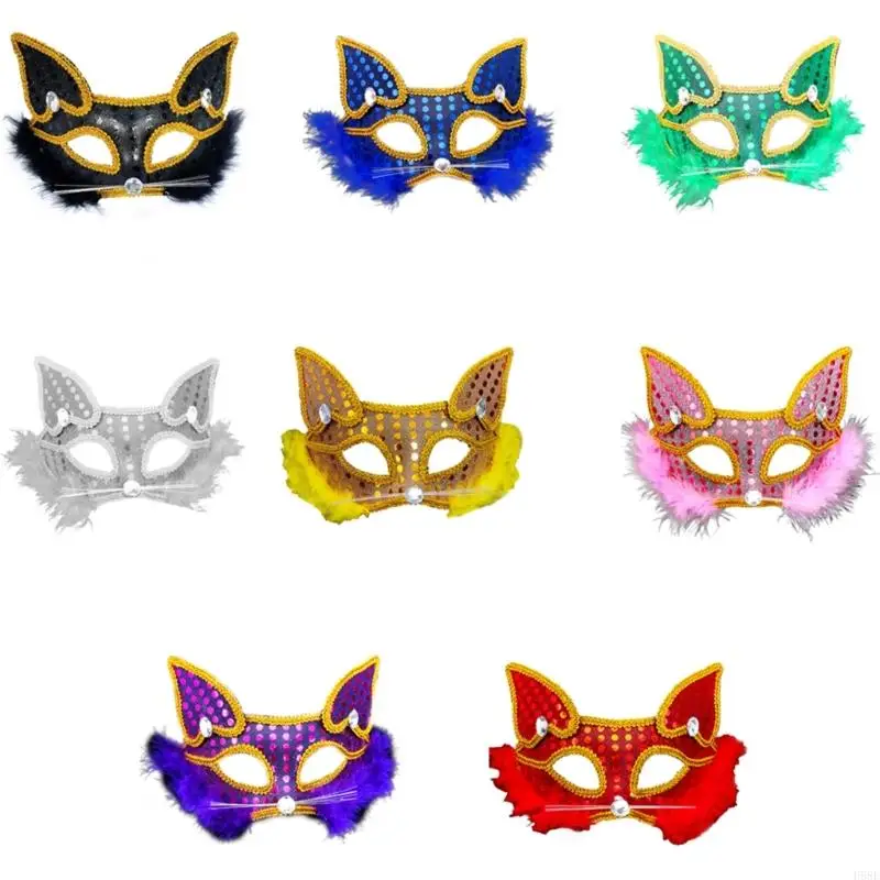 

H58E Cats Mask Maskerade Mask Sequints Foxes Mask Costume Mask Mask Mas