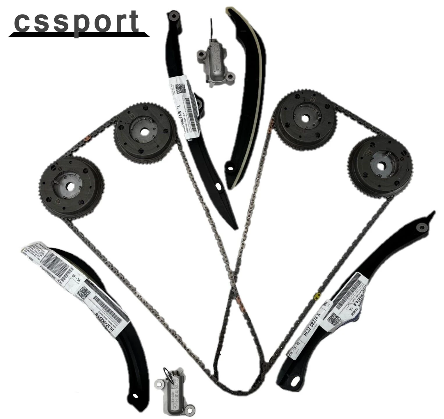 

HL3Z6268A HL3Z6B274A HL3Z6B274B For 17-24 Ford F150 3.5L Ecoboost Chains, Guides, Tensioners W/ PHASERS KIT