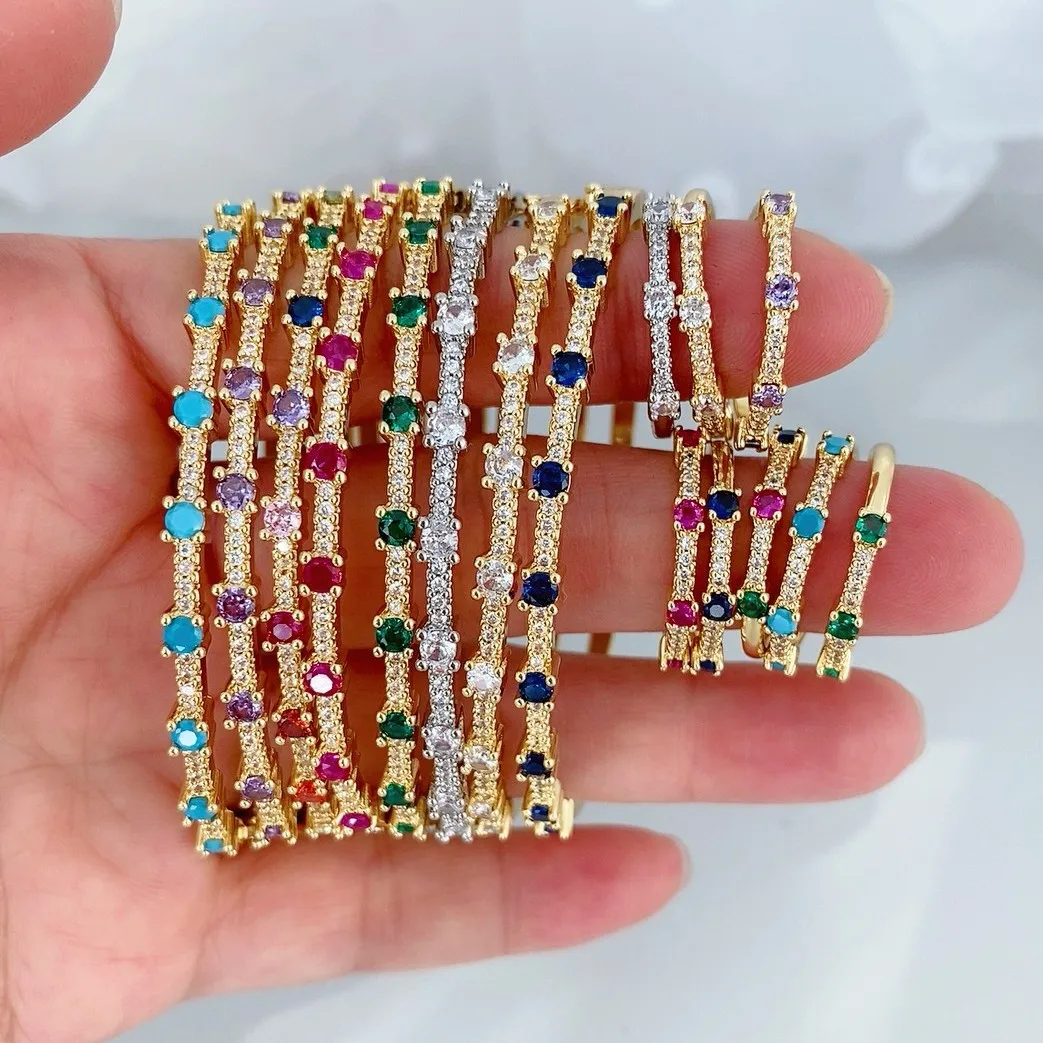 European and American Style Cubic Zirconia Geometric Round Ultra-fine Ring Bracelet - Fashion High-end Jewelry