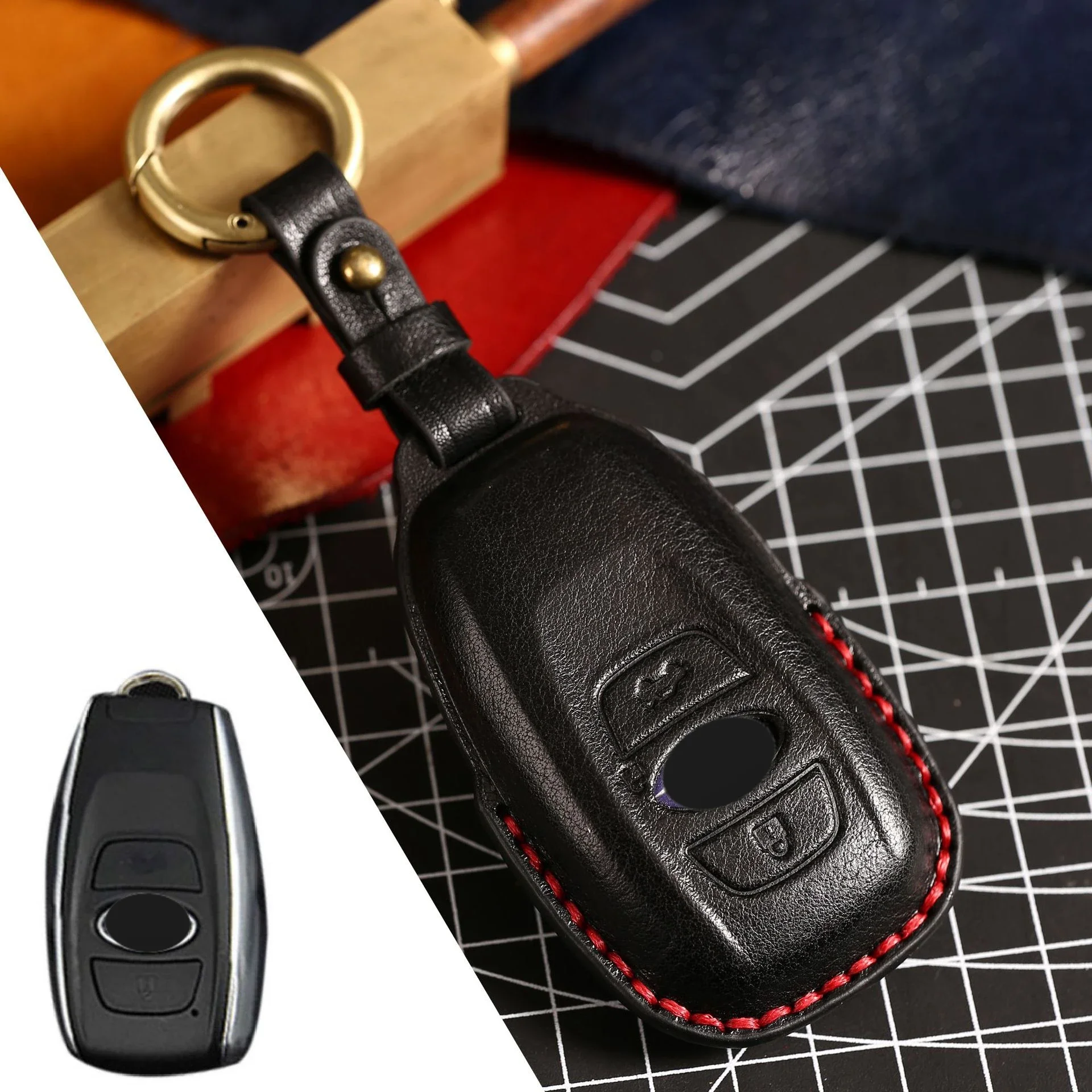 

1pc Leather Car Key Case Cover Shell For Subaru Legacy Impreza Forester Xv Trezia BRZ Wrx Levorg Outback 3 Buttons Key