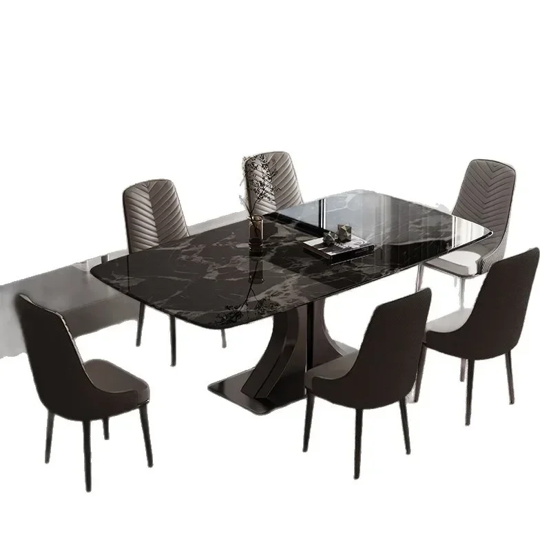 Italian dining table and chairs supercrystalline stone dining table light luxury marble rectangular household small apartment