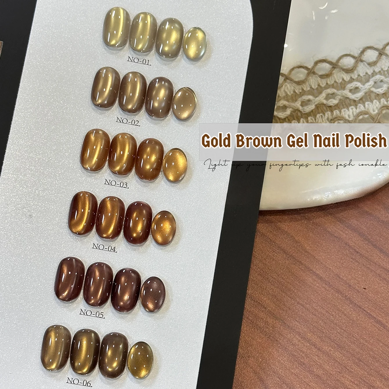 1個入り WS 秋冬ネイル アンバーキャラメルゴールドブラウンレッドガラスビーズキャッツアイジェルネイルポリッシュ人気美白ジェル