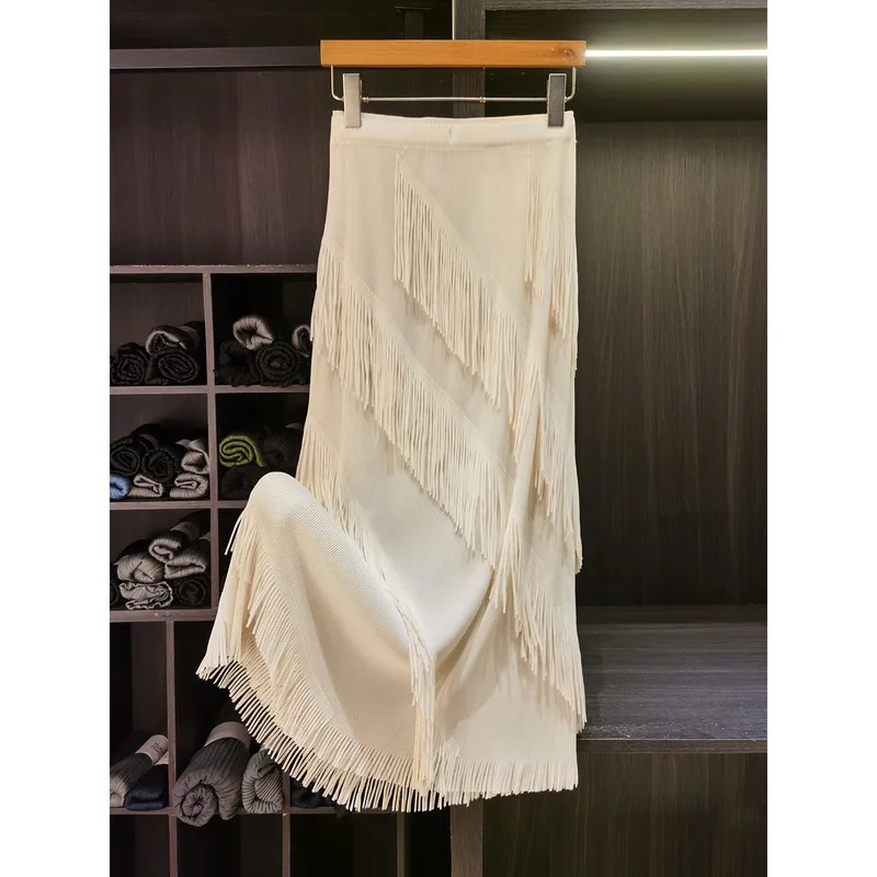 Miyake Pleated Women‘’s Skirt Fashion Stretch Classic Lake Skirt Club Birthday Straight Long Skirts Causal Style In Stock