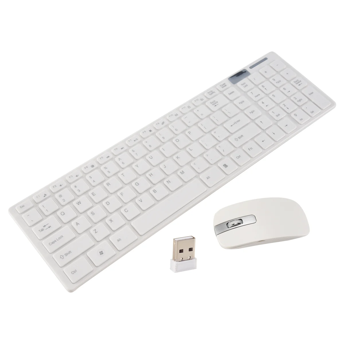 T88C Wireless Slim White Keyboard + Wireless Optical Mouse Set for PC and Laptop