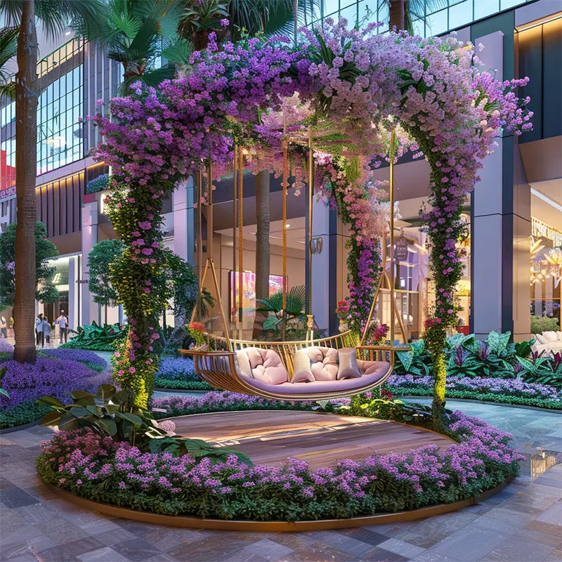 

Интерактивная арт-инсталляция «Цветочный подвесной стул» для торговых центров и площадей, декоративное украшение для туристических объектов, популярное в интернете