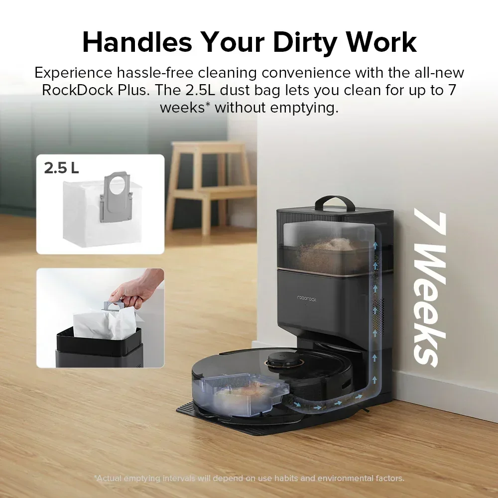 Roborock Q8 Max+ Robot Vacuum Cleaner with Auto Empty Dock 5500Pa Suction 3D Mapping Upgraded Version of Roborock Q7 Max Plus