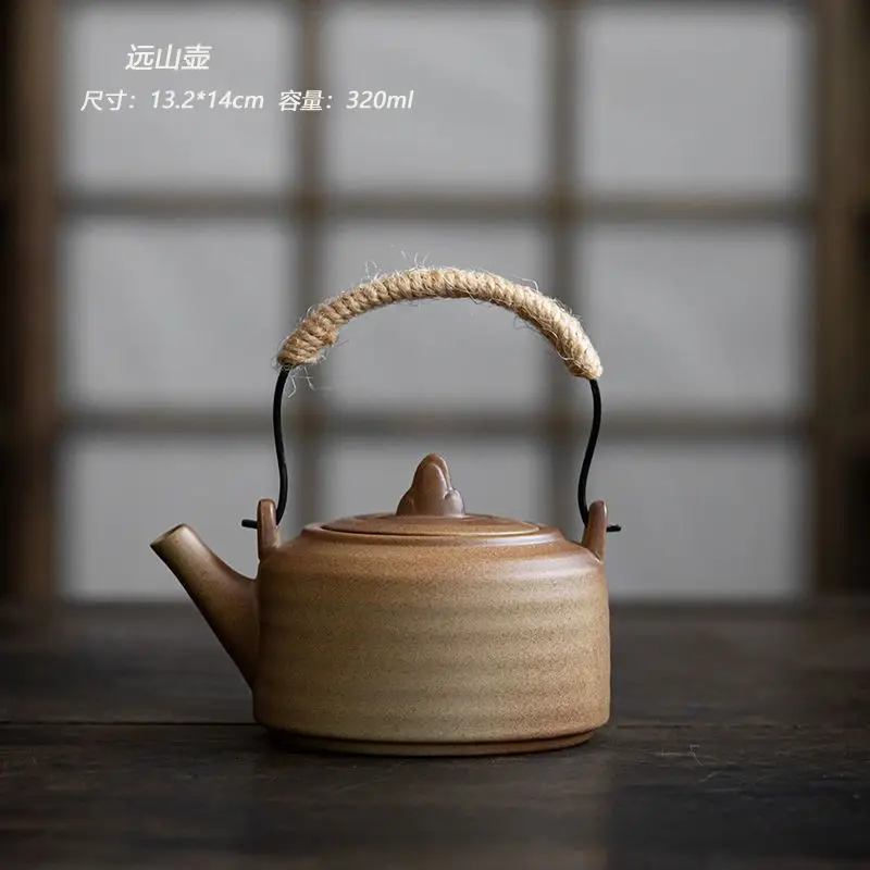DEOUNY Coarse pottery teapot enclosed stove with open flame candle holder easy to warm tea set outdoor brewing Tea Pot