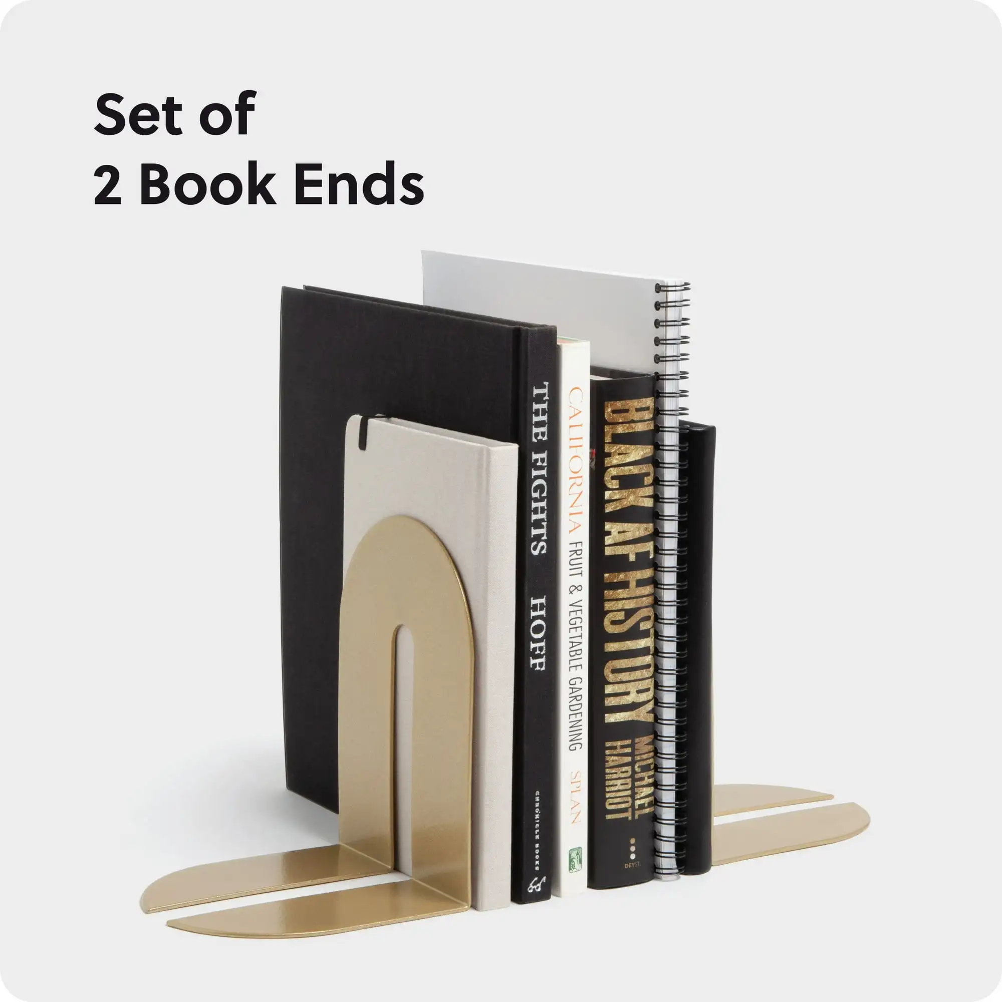 

U Brands Bent Metal Arch Bookends, Industrial, Set of 2, 6.7 x 5 x 4.7 in., Gold