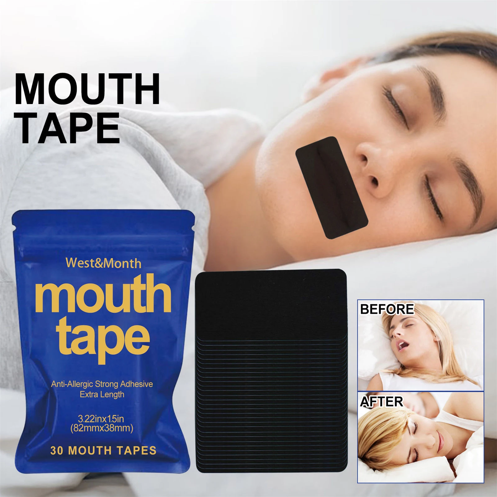 

30-120pcs Anti Snoring Mouth Tape Breathing Correction mouthpieces Sticker Sleep Mouth Closure Snoring Relief Tape