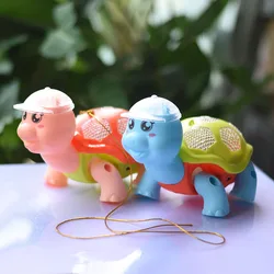 Children Electric Toy Cartoon Cute Little Turtle Pull-wire Walking Toy With Light Music Small Animal Baby Learning Crawling Toys