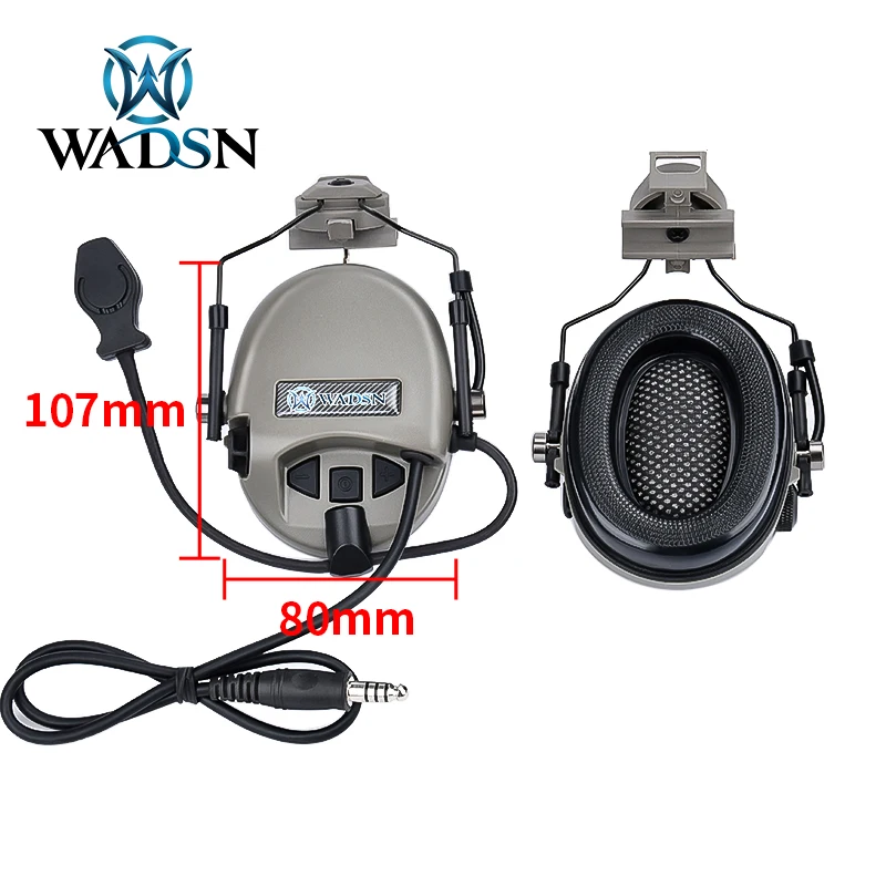 WADSN Helmet Headset Sordin Tactical Noise Clearance Earphone Softair Civil Hunting Shooting Protect Headphone ARC Rail Adapter