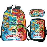 Nueva Mochila de dibujos animados Superthings, conjunto de 3 uds., Mochila escolar para niños y niñas, bolso de hombro, bolsa de lápices, Mochila escolar SUPERTHINGS, Mochila de viaje