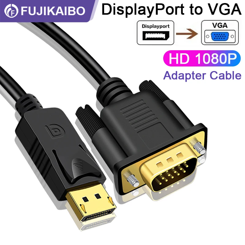 1080P DisplayPort DP na kabel Adapter do VGA konwerter z męskiego na męskie dla TV Monitor Laptop DisplayPort do VGA adaptera