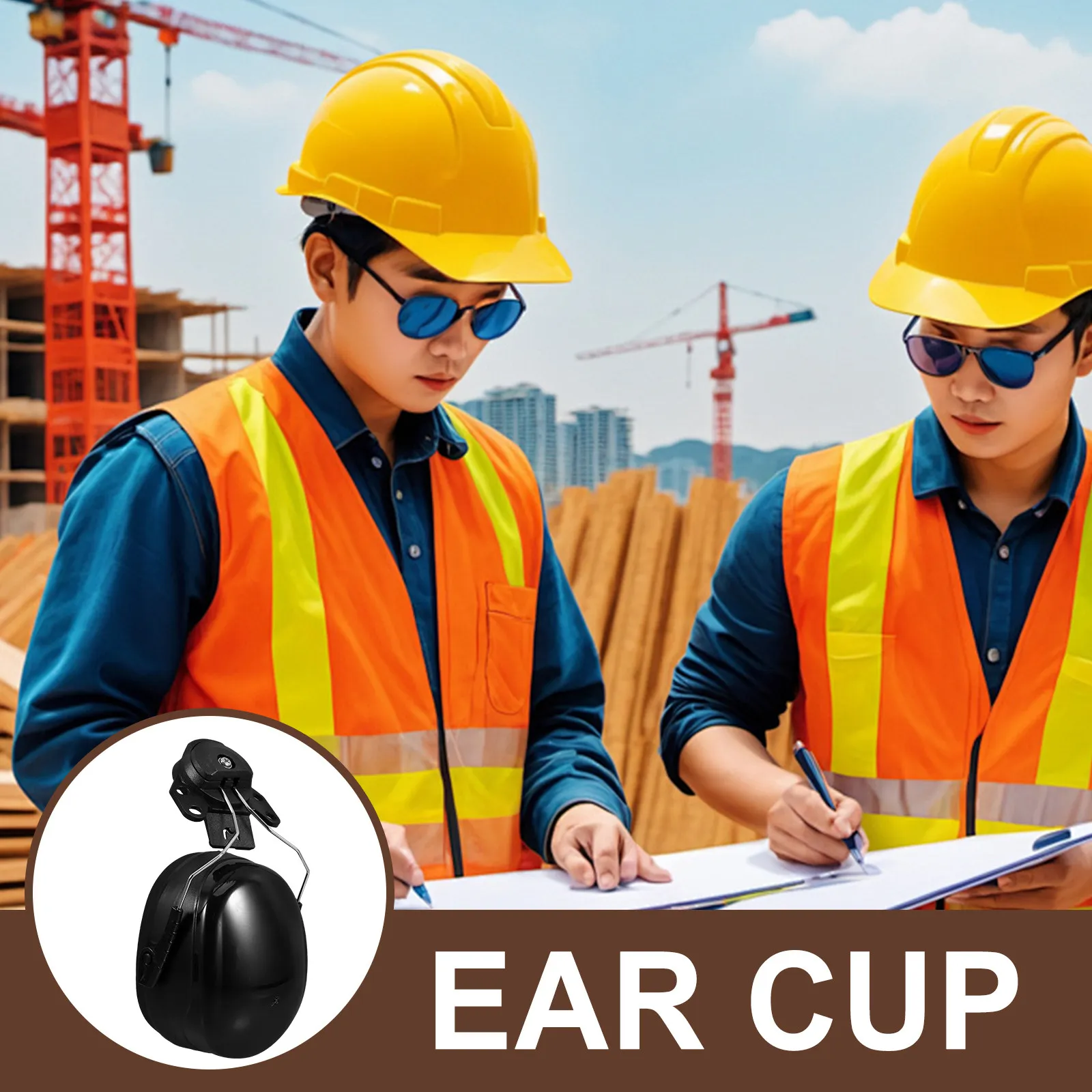 Noise Cancelling Ear Muffs Integrated with Construction for Industrial Hearing Protection Comfortable ABS Hard Hat Ear - view 4