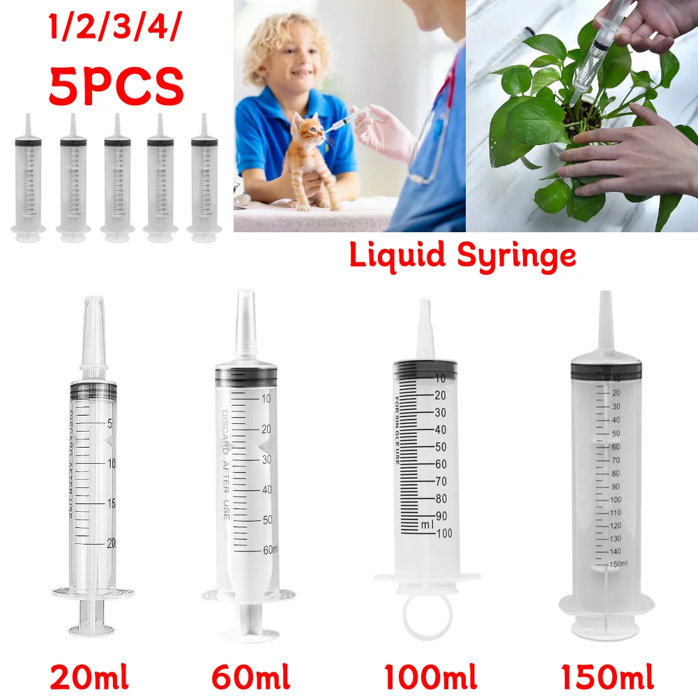 20-150ml Measuring Syringe Glue Filling Plastic Syringe Nutrient Sterile Without Needle Watering Refilling for Animal Feeding