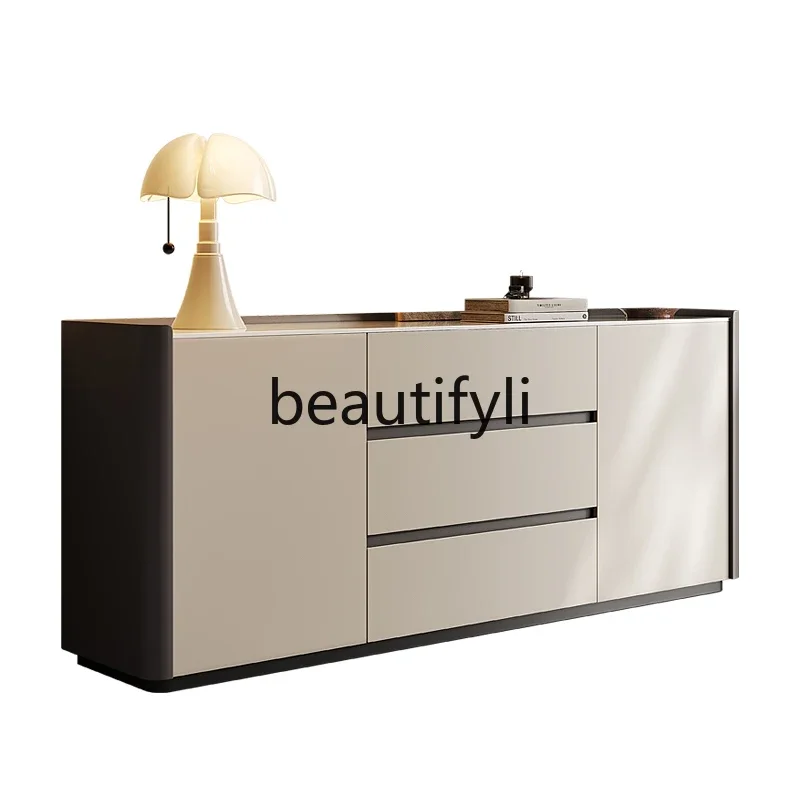 

A Italian minimalist high TV cabinet master bedroom bedside wall storage integrated room solid wood locker