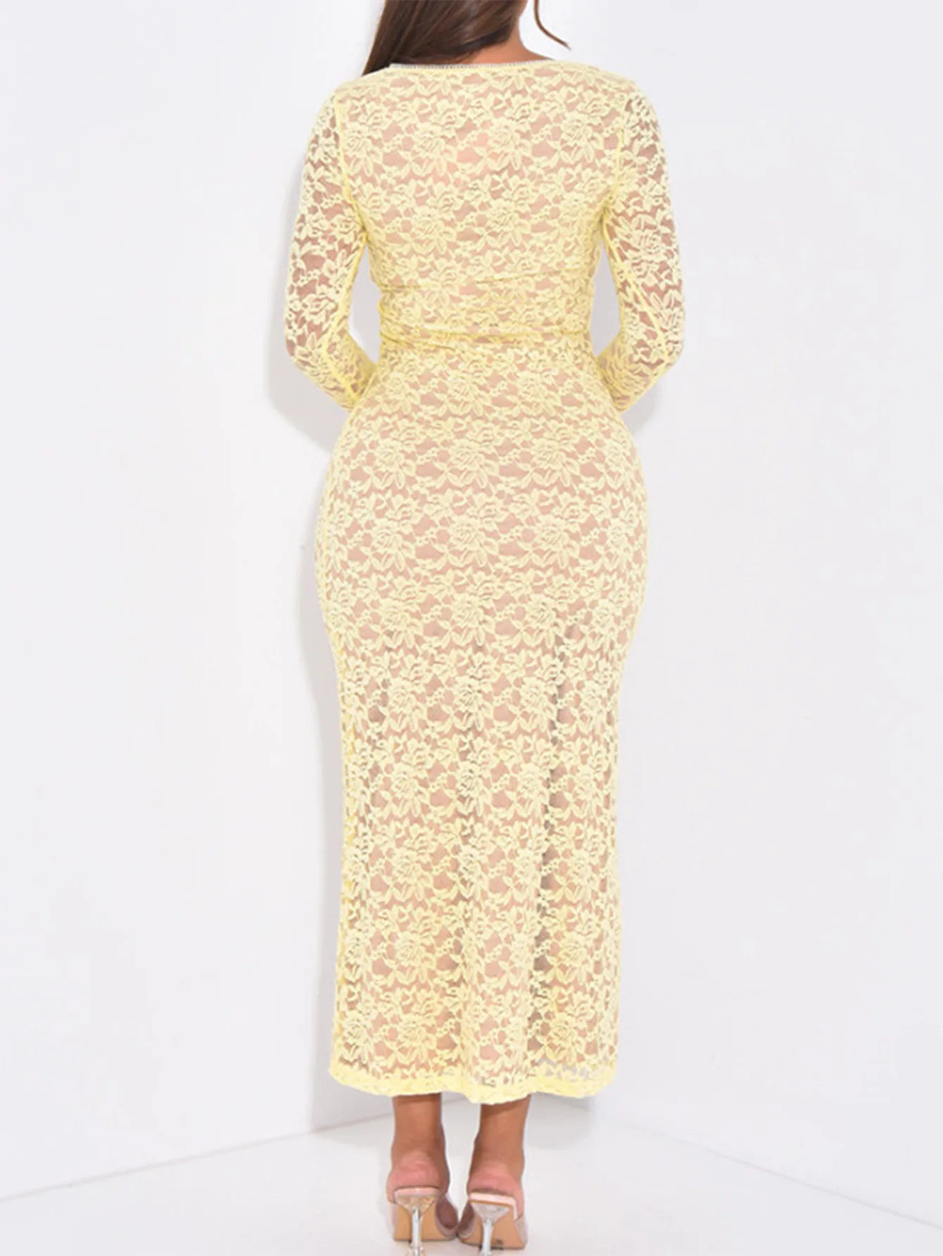 2025 vestido de mujer elegante moda hermosos vestidos de mujer vestidos de noche de fiesta nuevo Y2K Sexy encaje recortado vestido Maxi de manga larga