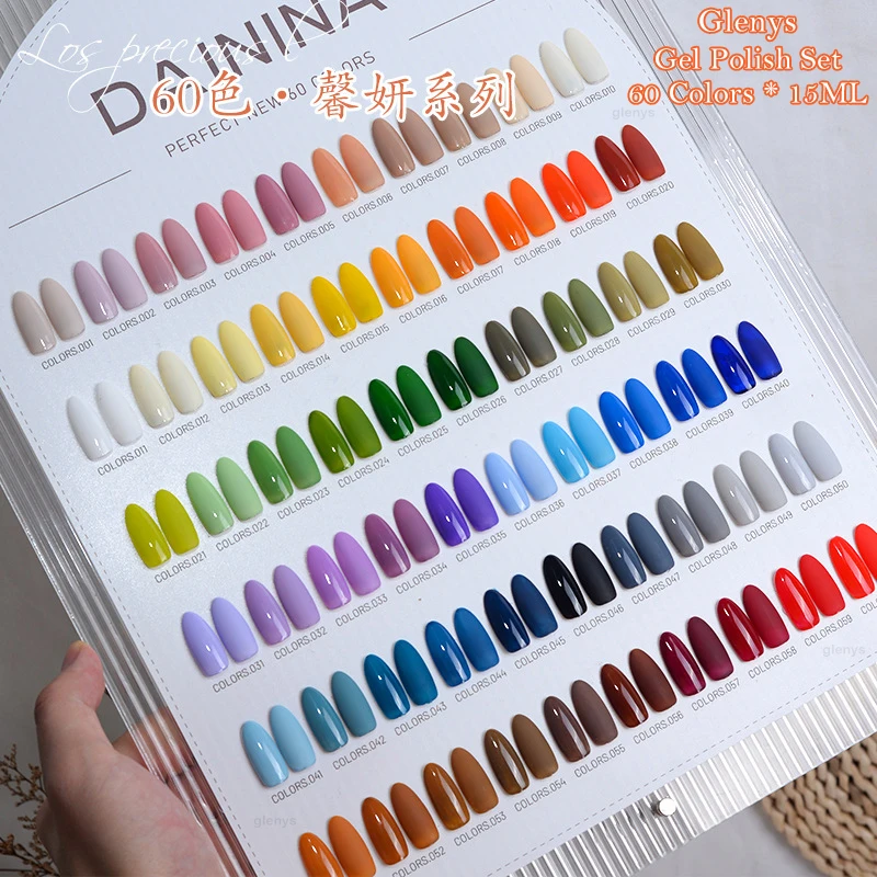 Glenys Summer Rainbow Color gel Polishing Agent 60PCS Colorful Color Lasting Immersion UV LED Mixed Varnish Nail Salon Wholesale