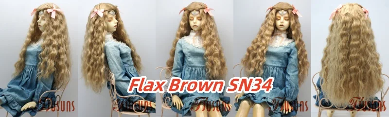 JD880 Lange Sauvage Welle Mittelscheitel Meerjungfrau Lockig mit Twin Bow Braids Puppe Perücken 1/8 1/6 1/4 1/3 Pullip Blythes BJD Haar – Detail 14