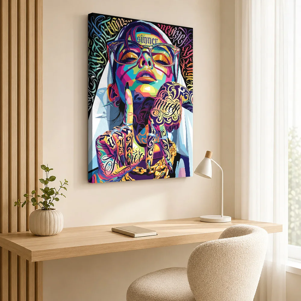 Mike Tyson with Tiger and Mao Zedong Canvas Painting Poster Custom Photo Sports Portrait Canvas Wall Art for Bedroom Gym Decor