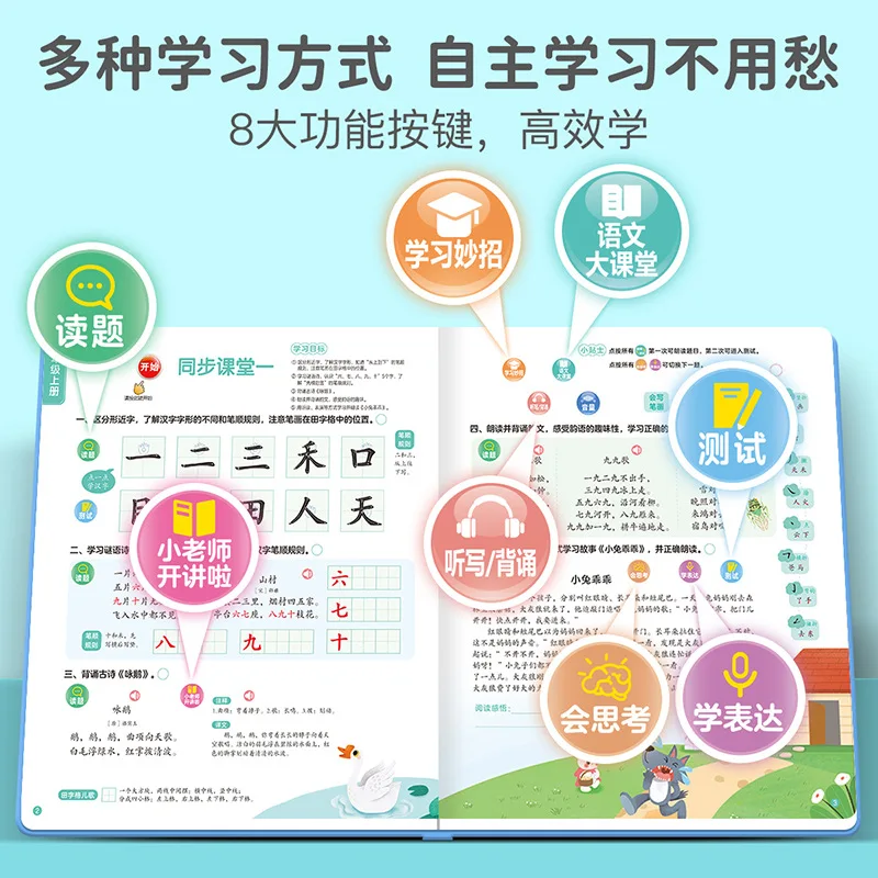 Early Preschool Reading Sound Book for Babies 0-3 Interactive Talking 1200 Pictograph Chinese Character Recognition Picture Book