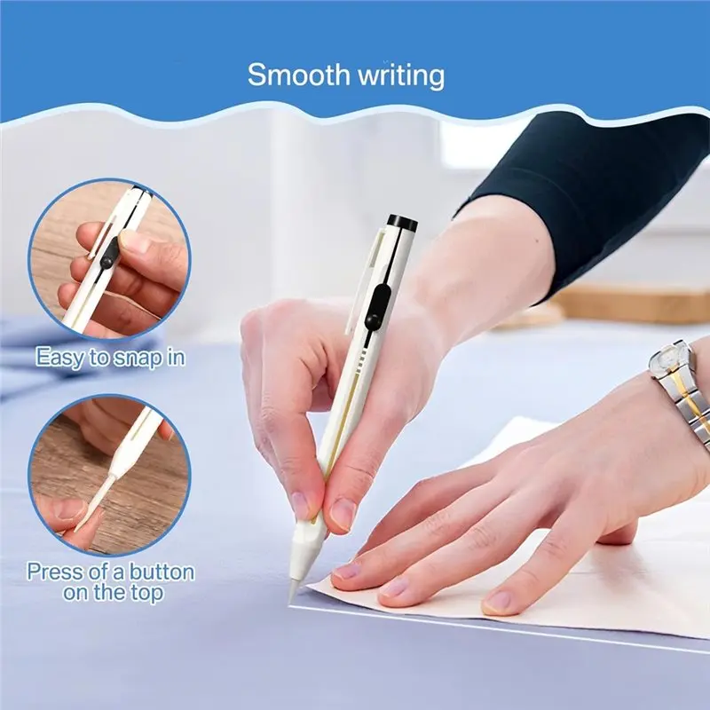 B84B Fabric Chalk Pencil Set 56Pcs, White Tailors Chalk Pencils with Refills for Sewing Quilting Dressmaking DIY for Craft