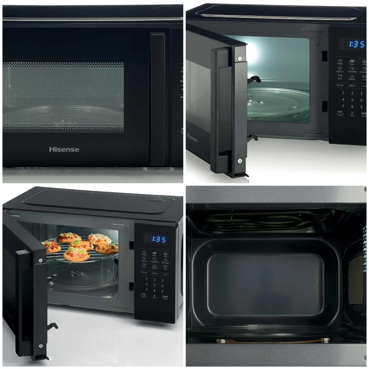 Hisense H20MOBS4HG Micro-Anten 20L, 700W, Gril 800W, Ecran LED, Command Tactile, Noir