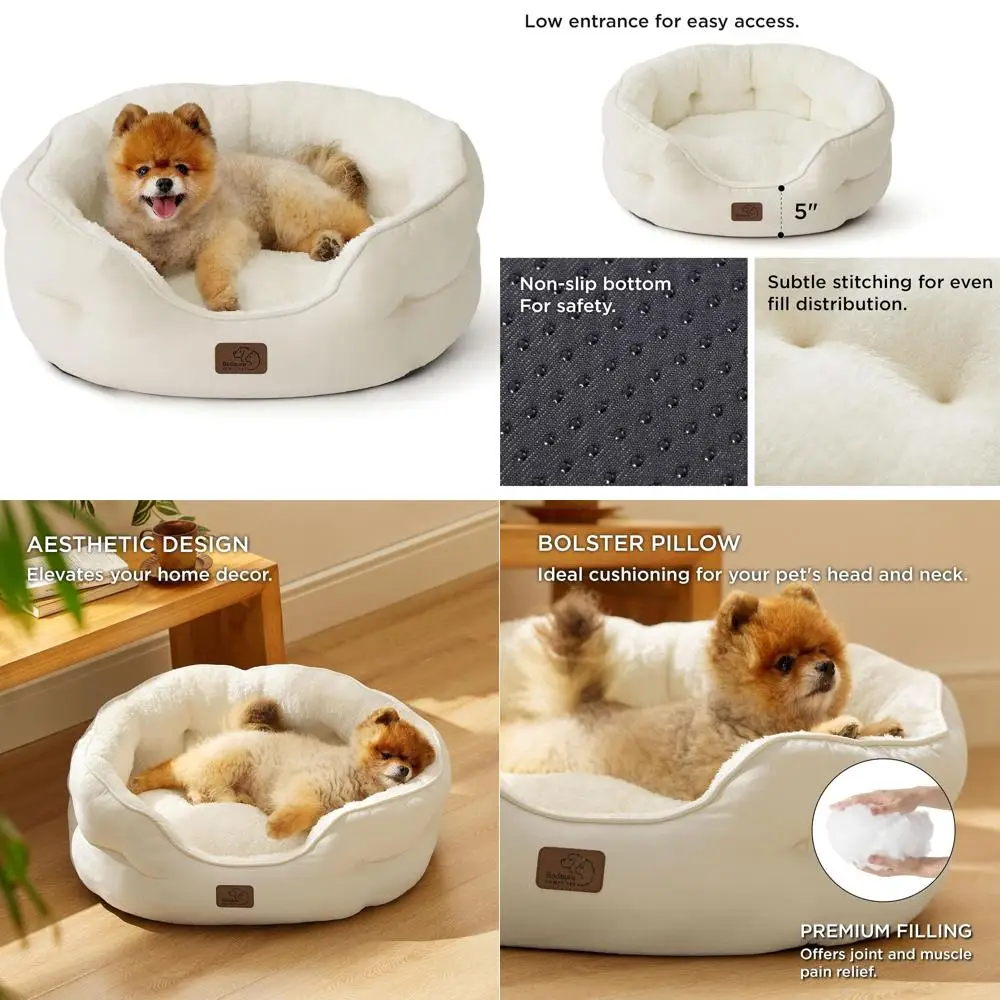 

25 White Washable Pet Bed for Small Dogs, Puppies, and Kittens with Non-Slip Bottom, Suitable for Indoor Cats