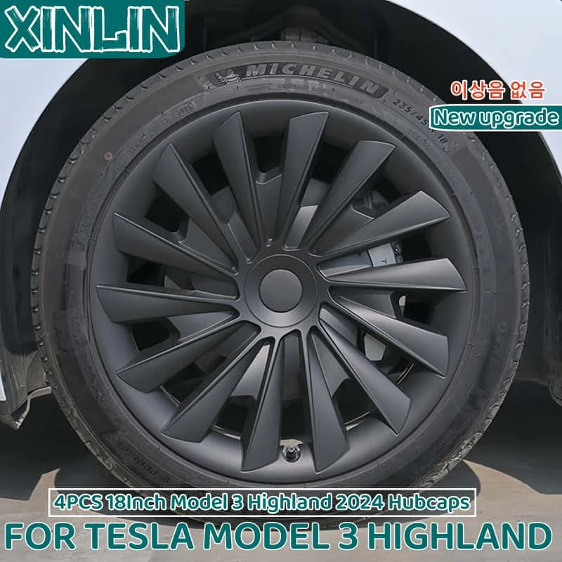 

4 шт. крышка ступицы для Tesla Model 3 Highland 18 дюймов, сменная крышка колеса автомобиля, полная крышка обода, аксессуары 2023 2024