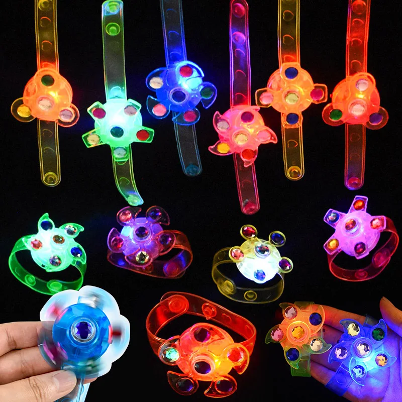 5pcs Kid's Glow Watch Colorful Gyro Turntable Light Up Watch Spinner Gyroscope Fidget Toys Birthday Wedding Party Favors Gifts