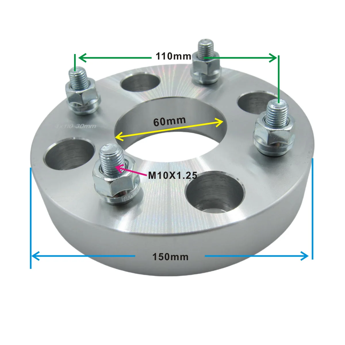 A Pair of 4x110 ATV UTV Forged Aluminum ATV Wheel Spacers 30mm M10X1.25 Nuts for CF Moto 850cc , 1000 cc, KYMCO 700cc