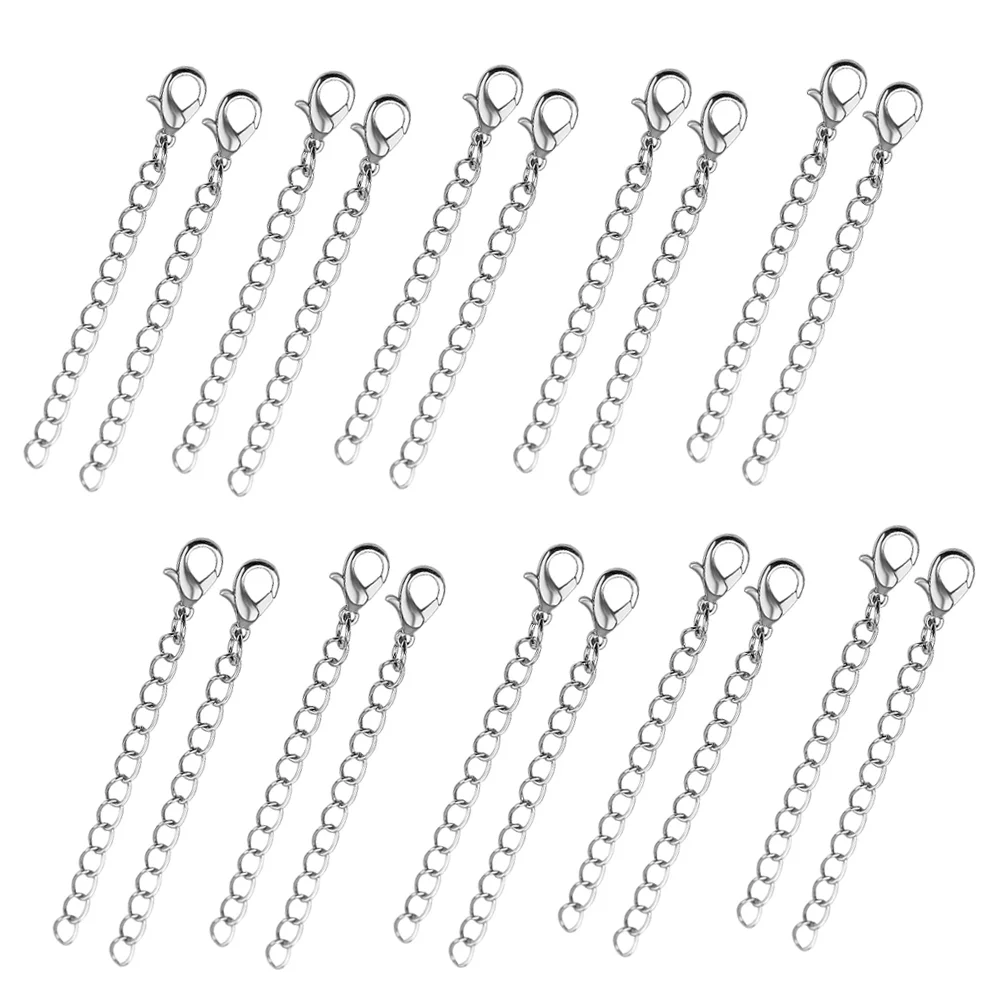 20 Pcs Pendants Jewelry Cords Clasps Necklace Extender Bracelet Extension Chain Zinc Alloy