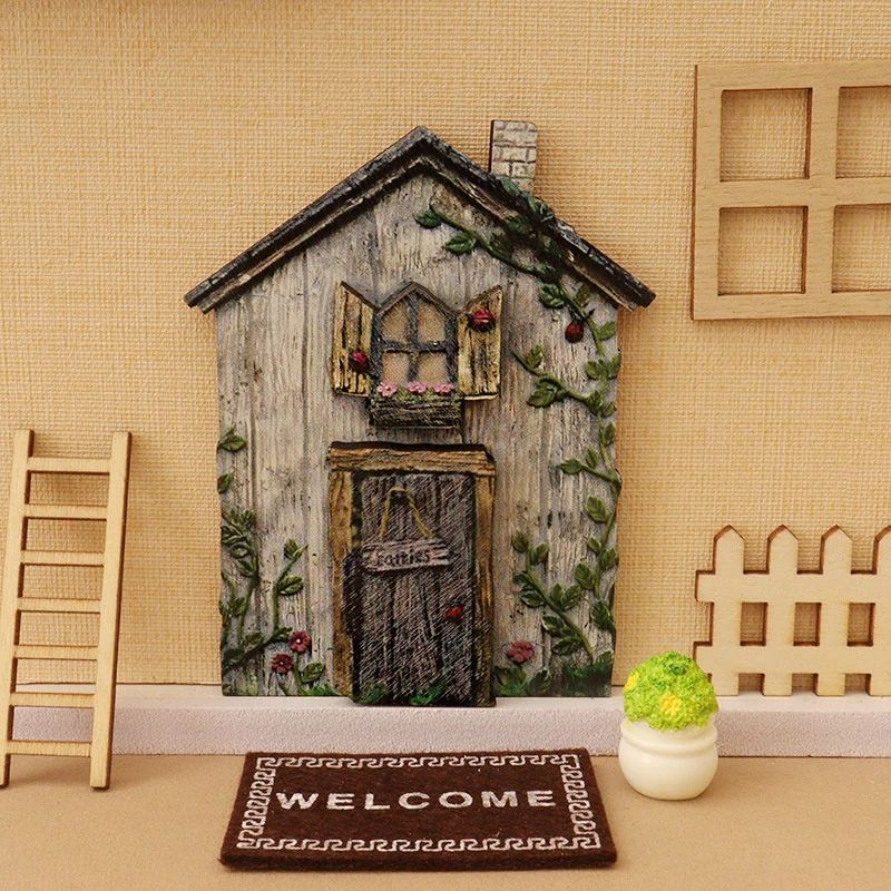 1:12 Dollhouse Miniature Fairy Door Christmas Elf Door House Model Garden Decor Toy Doll House Accessories