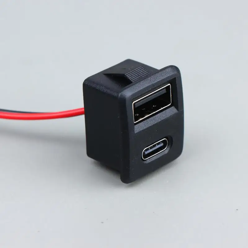 1/2/5Pcs Female USB Lamp Charging Power Socket For Electronics Double Layer USB Female Base Type-C Socket With Cable Connector