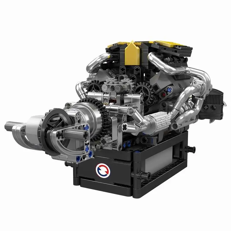 761 pçs 10207 v8 motor moc modelo de simulação bloco de construção kit com montagem movida a motor ornamentos tijolos brinquedos diy meninos presente